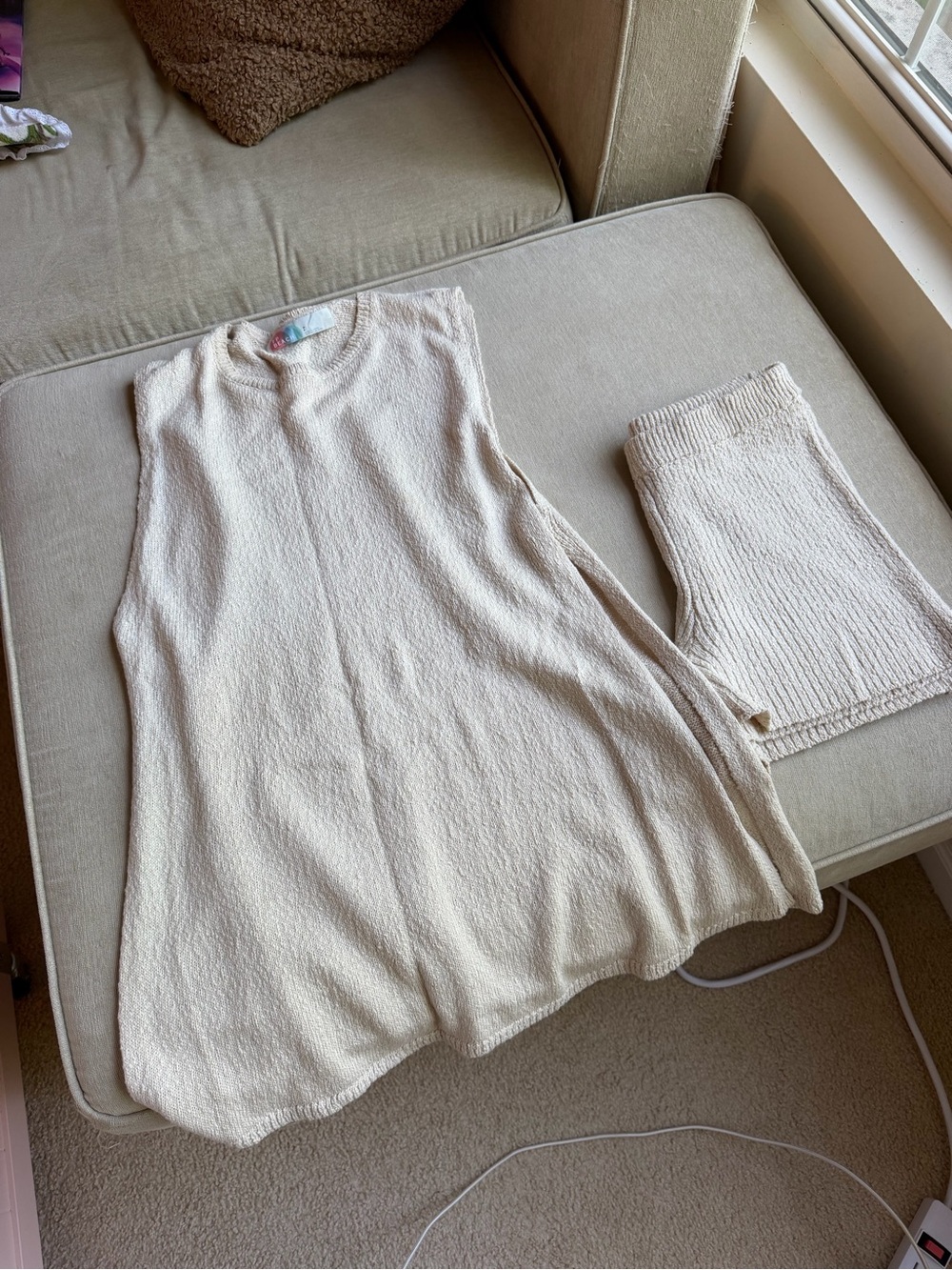 FP Beach Cream Knit Pullover Sweater set